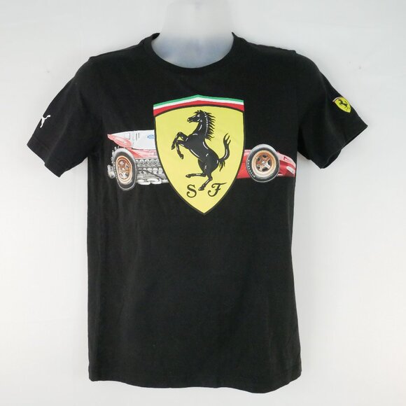 Puma Scuderia Ferrari T-Shirt Men's Small Black Formula 1 Car Big Shield S/S Tee - Picture 1 of 8